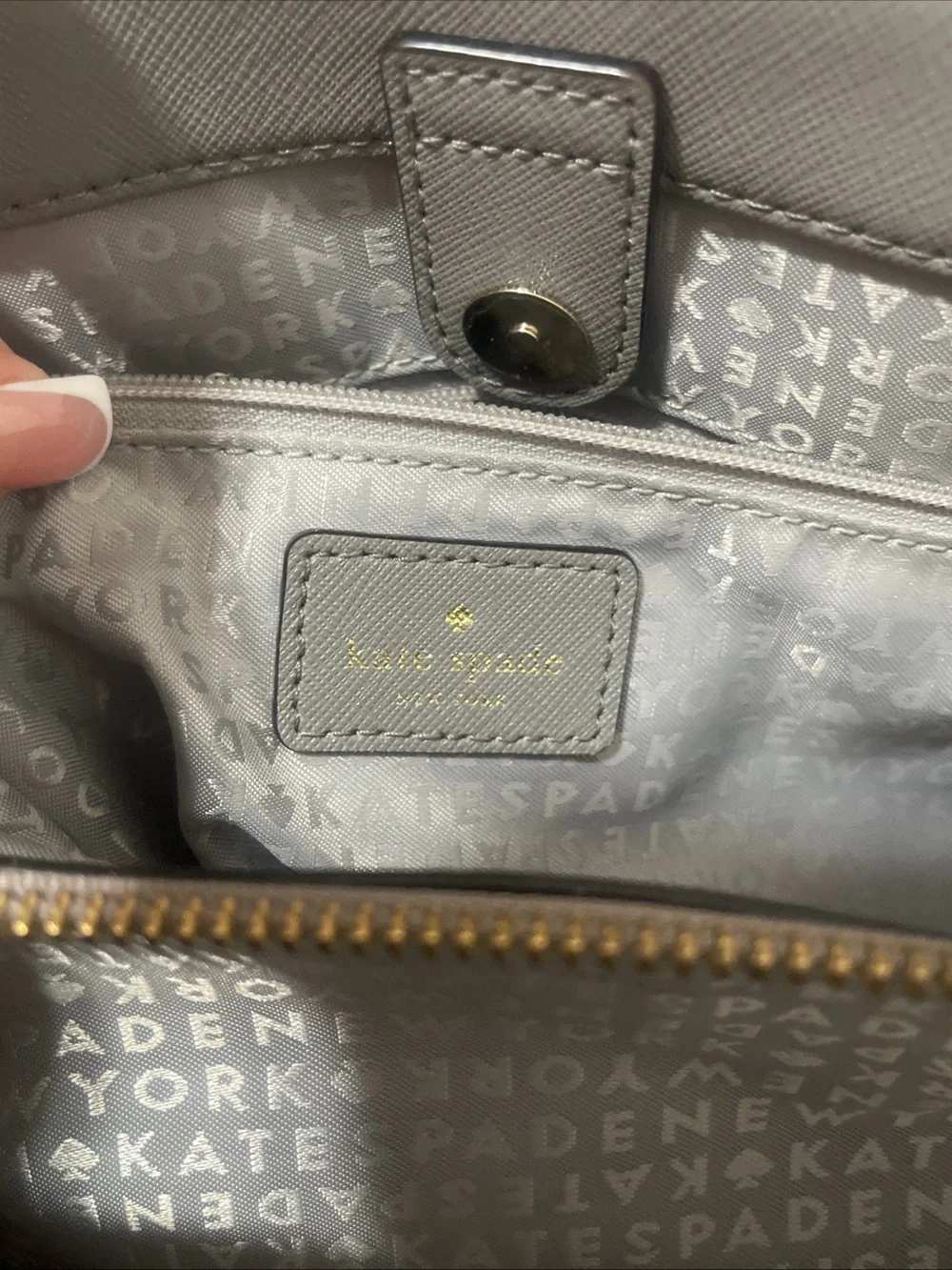 kate spade Gray Saffiano Leather Satchel with Crossbody Strap
